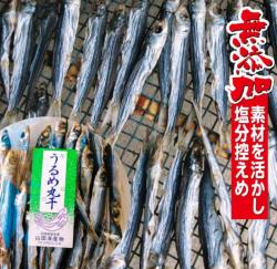 「うす塩仕上げ」、うるめ丸干130g入り×3袋無添加です!　　島のおすそわけプロジェクトの対象商品